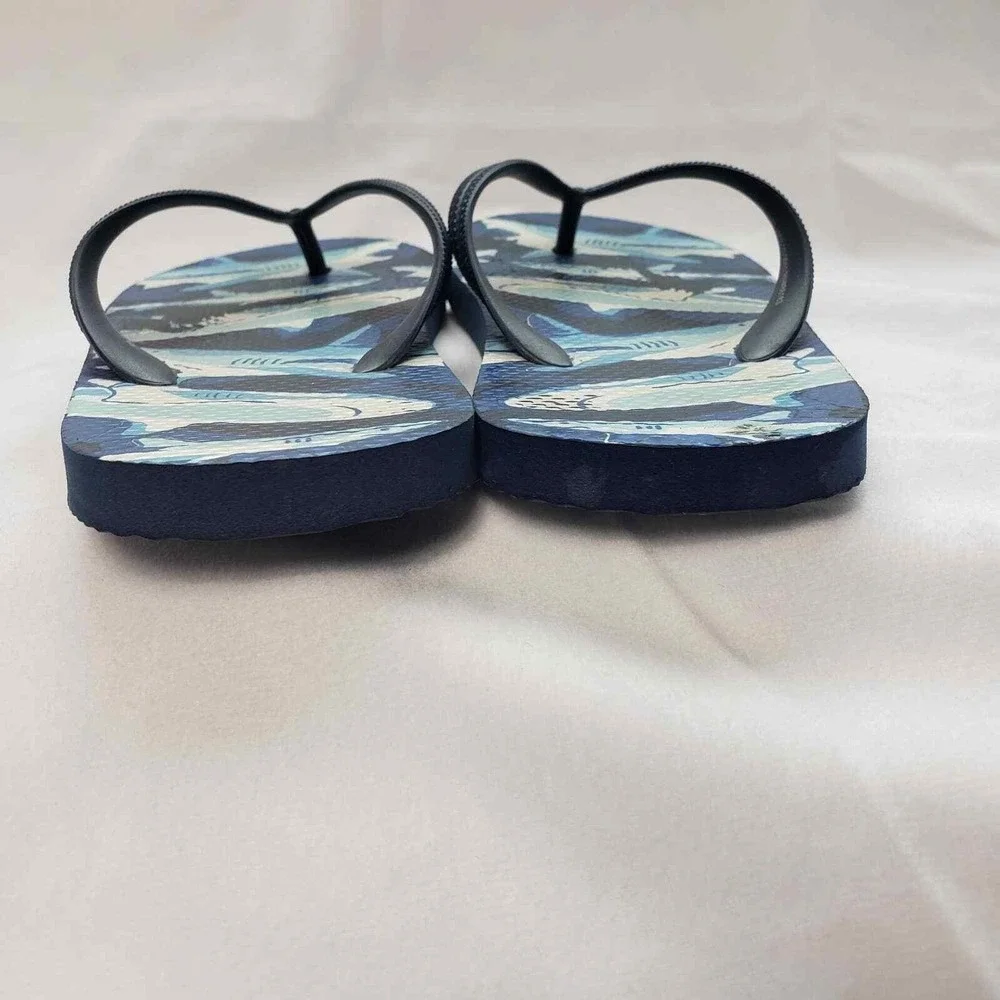 Girls Boys Blue Shark Print Flip Flops Beach Pool‎ Sandals Water Shoes